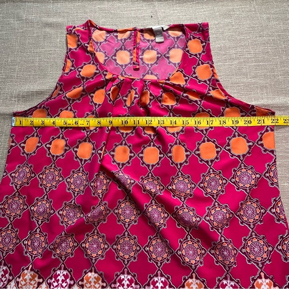 Banana Republic XL Pink & Orange Printed Sleeveless Tunic Bright Print Soft - Picture 4 of 5